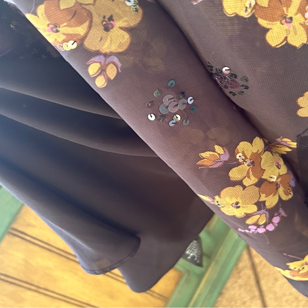 Coach Size 4 Black/Green Forest Floral Print Military Dress View 6